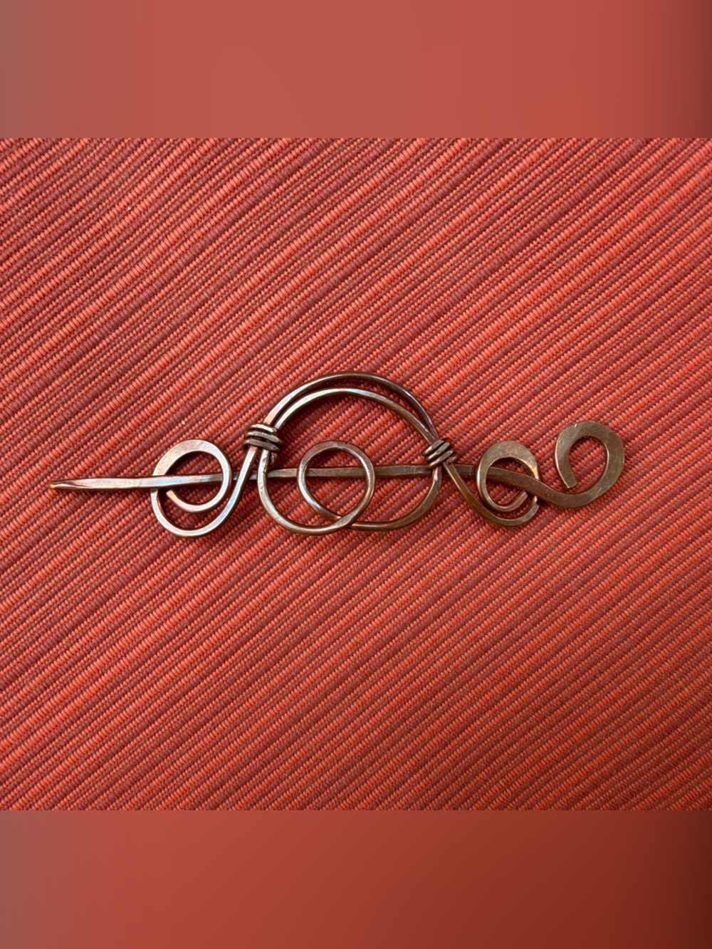Handmade Copper Hair Slide with Elegant Scrolls